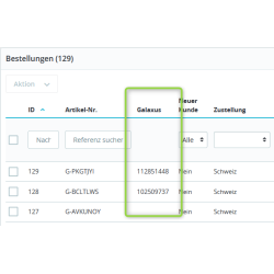 Module Galaxus order number in overview